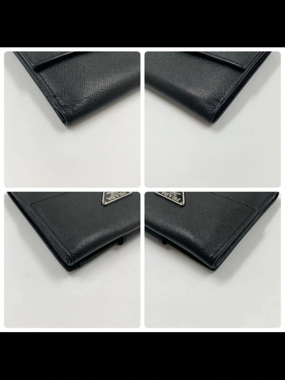Prada Black Saffiano Leather Wallet Clutch with Silver Logo